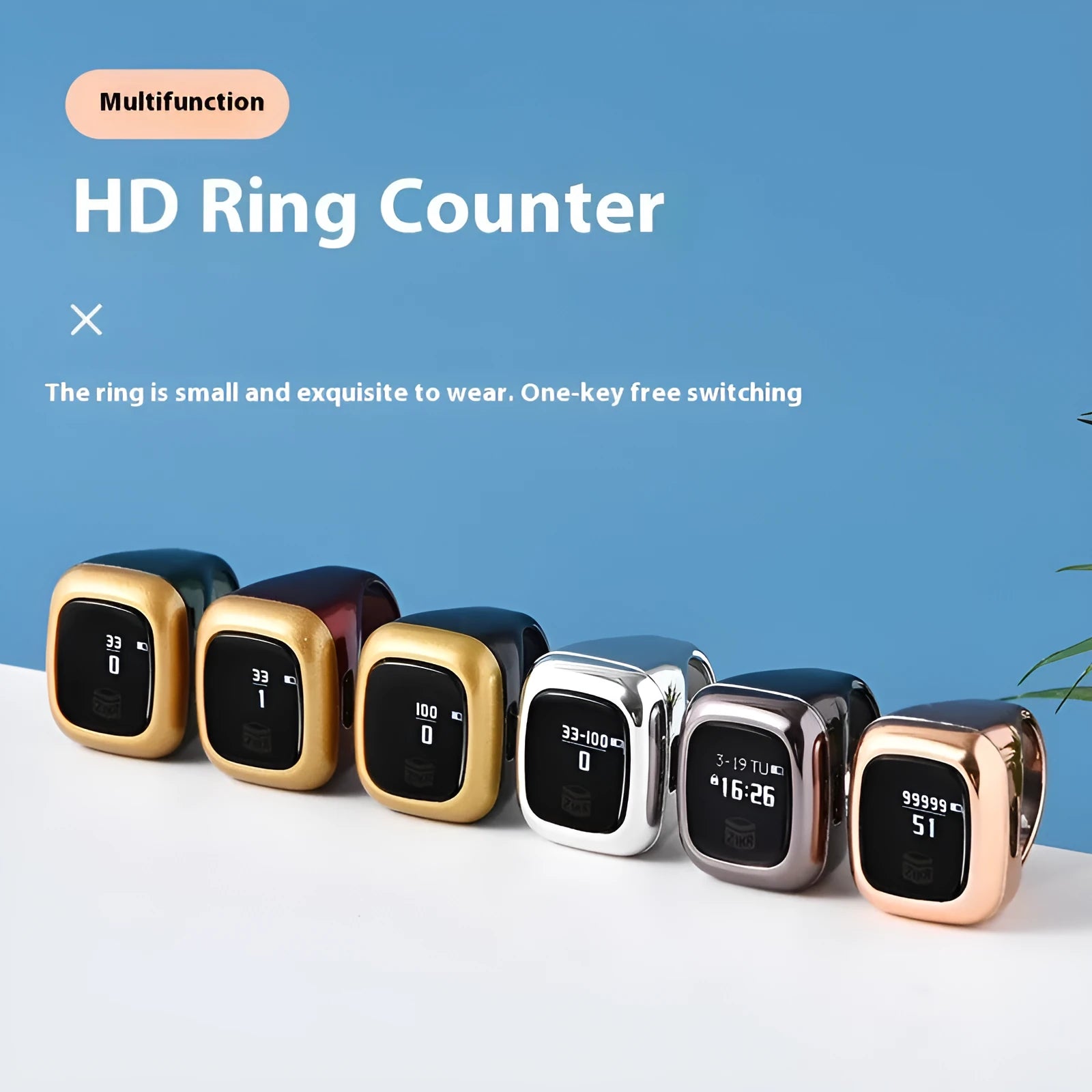 Al-Fatiha electronic digital tasbeeh counter in rose gold colour with digital display