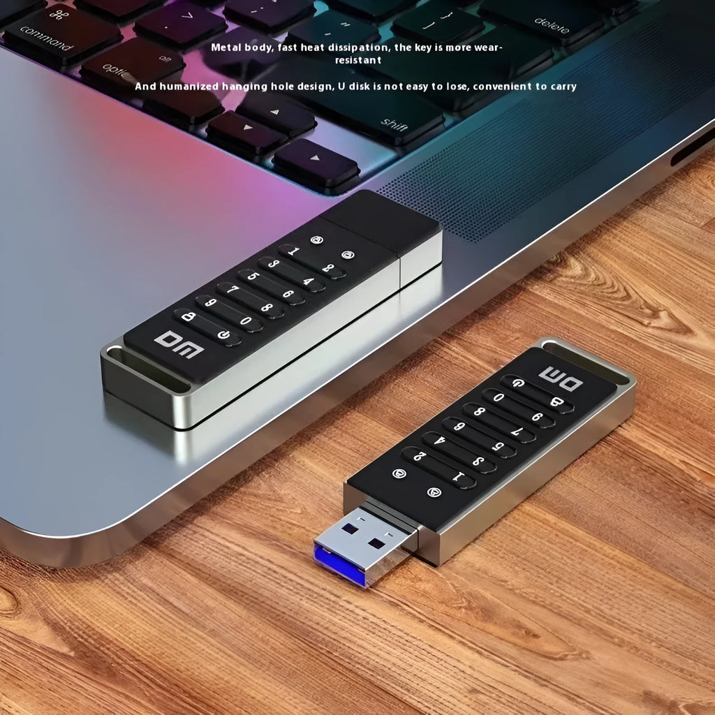 64GB fingerprint encrypted USB flash drive with metal housing and USB 3.0 connector
