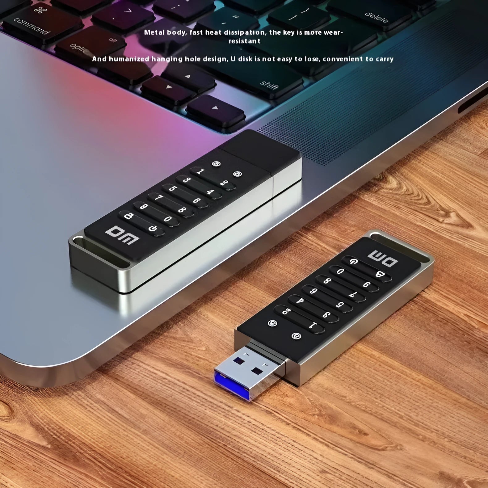 64GB fingerprint encrypted USB flash drive with metal housing and USB 3.0 connector