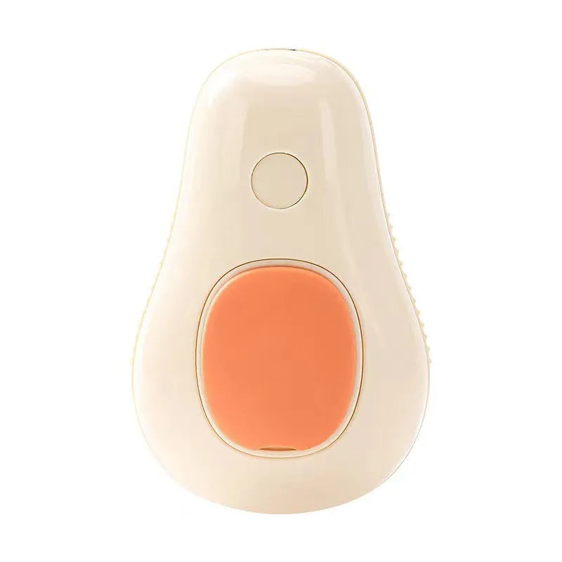 Avocado green pet grooming spray brush with comb head and attached 200ml essence bottle.