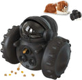 Robot design pet food dispenser toy for small dogs and cats showing self-balancing tumbler mechanism