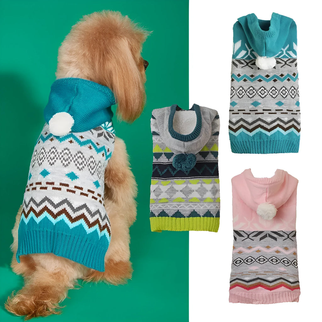 Green diamond pattern acrylic pet sweater for small dogs with size options