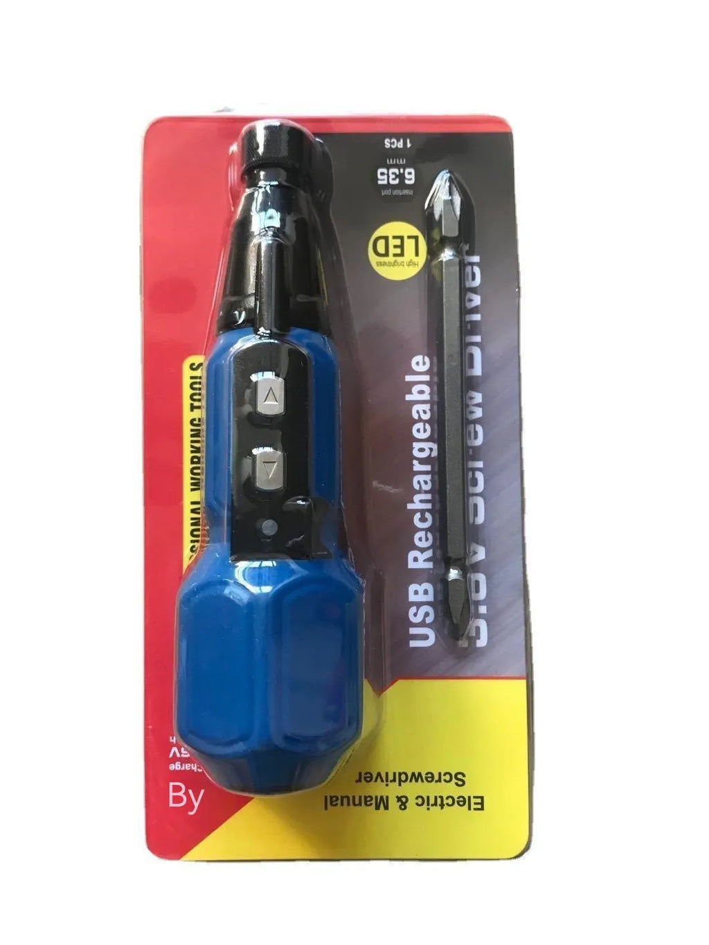 Alloy steel electric screwdriver with straight handle in black or blue colour, 36V rechargeable battery