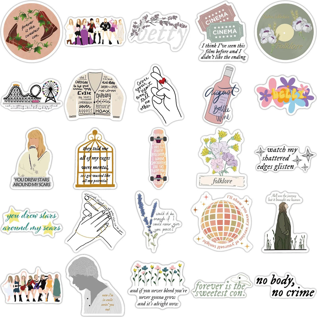 50 waterproof adhesive stickers with graffiti cartoon designs for luggage and notebooks
