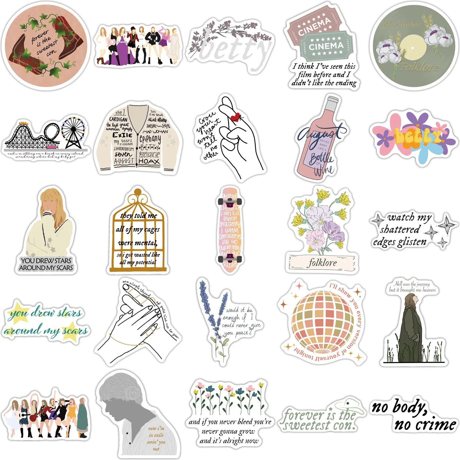 50 waterproof adhesive stickers with graffiti cartoon designs for luggage and notebooks