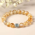 Citrine geometric bracelet with 10mm stones on wrist