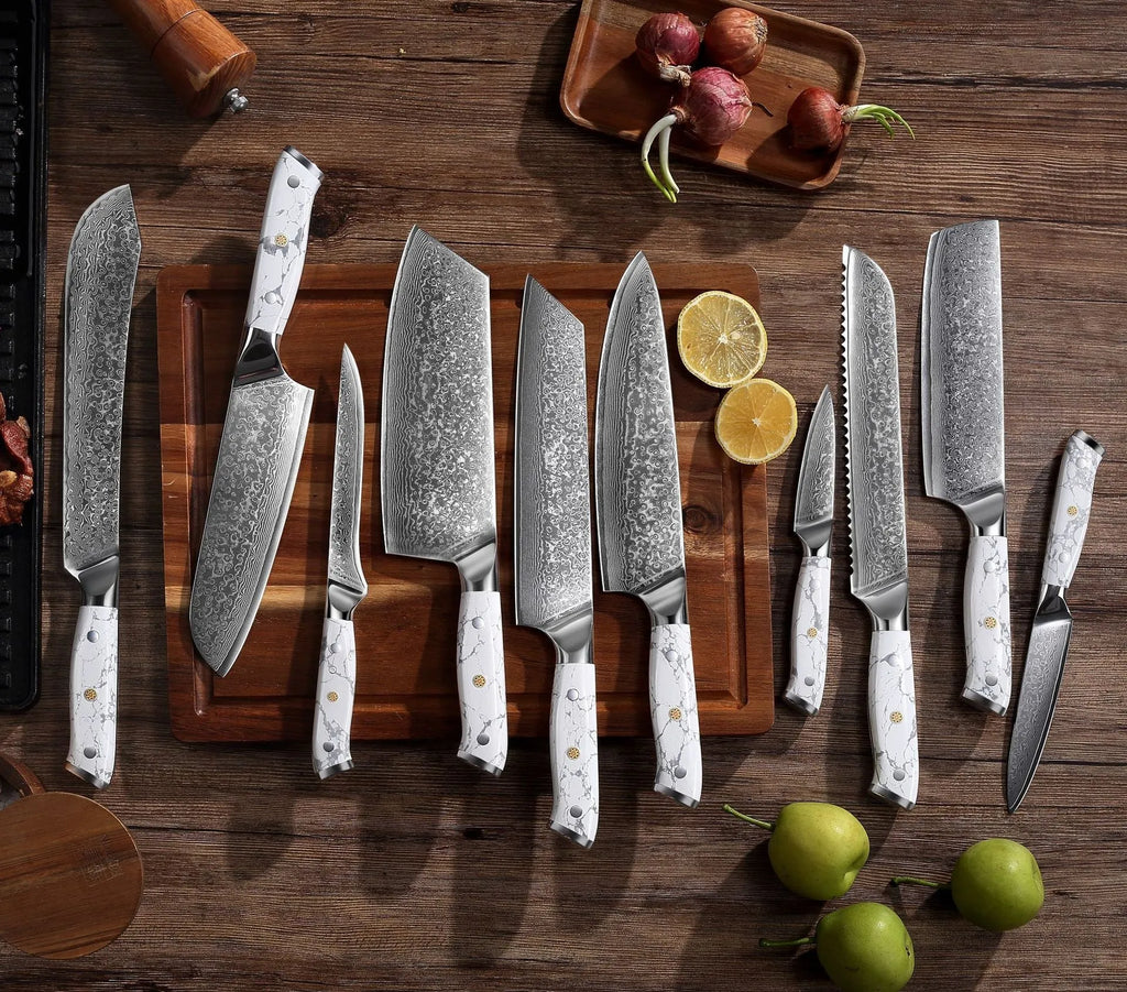 Damascus pattern VG10 steel combined chef knife with 21cm blade and 11cm handle