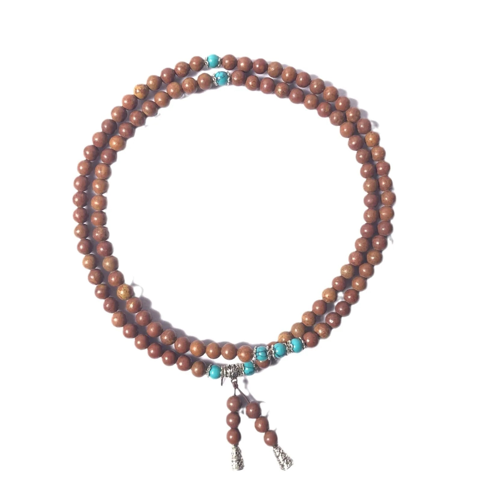 108-bead stone bracelet with hand-polished geometric lvzhu beads