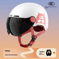 White ABS electric motorcycle helmet with sun protection short mirror for commuting