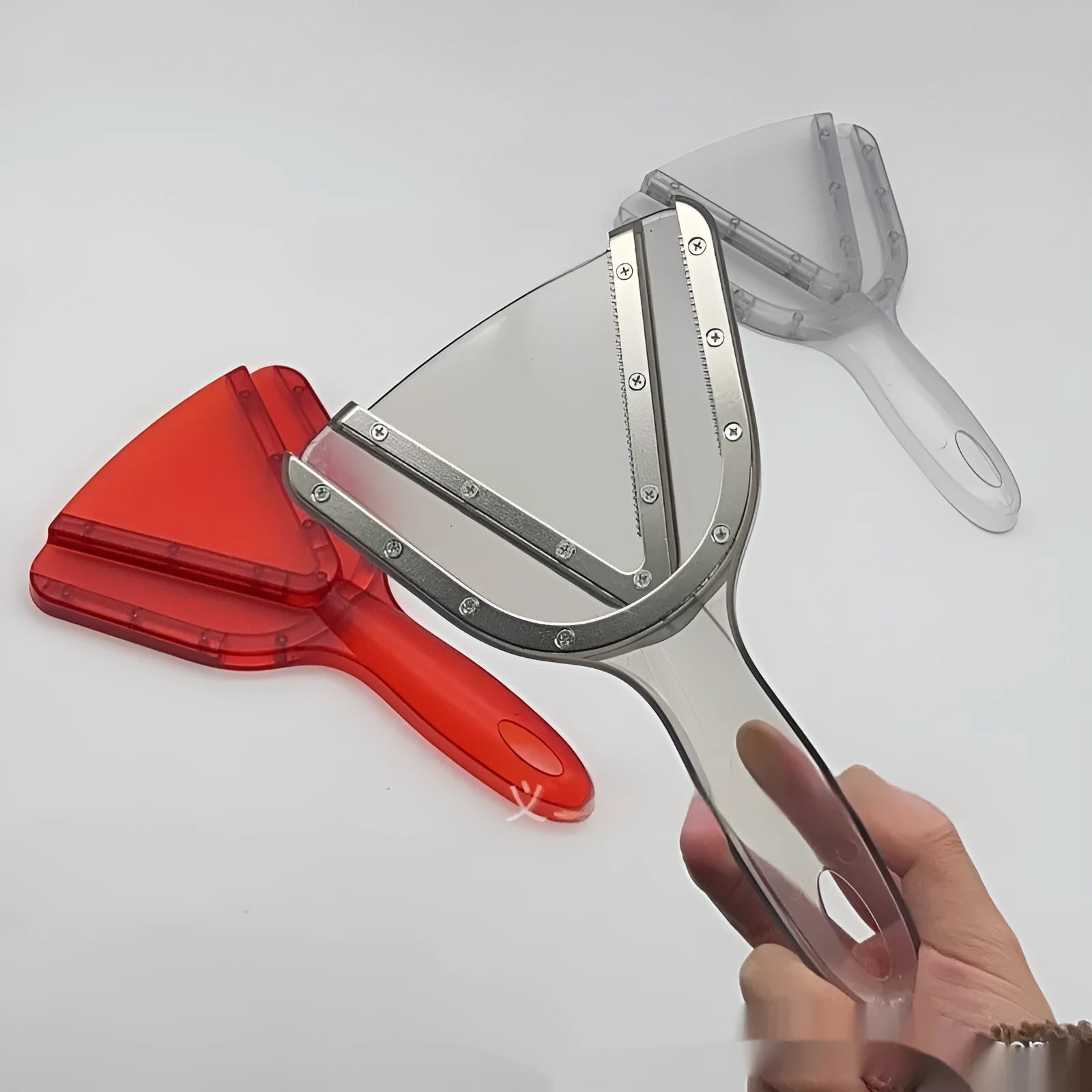Adjustable telescopic plastic bottle opener in red colour showing non-slip grip surface