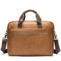 Men's genuine cowhide leather handbag in solid colour, waterproof business commute bag with strap