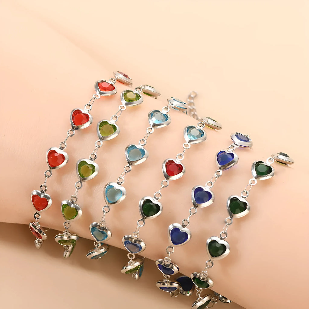 Devil's Eye Creative Heart Bracelet in stainless steel with geometric design and multiple colour options