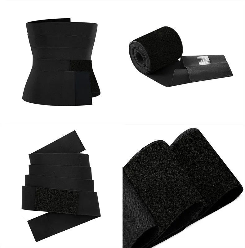 Sports fitness waist belt long strip in thin black colour with nylon and polyester construction