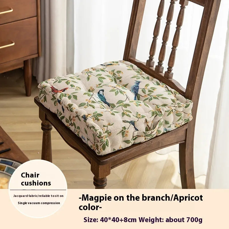 American dining chair cushion 40x40cm with thick PP cotton filler in floral apricot pattern