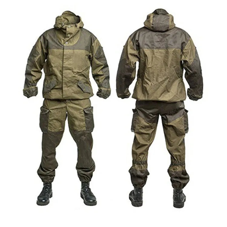 Men's special forces tactical mountain battle suit jacket and trousers in camouflage green