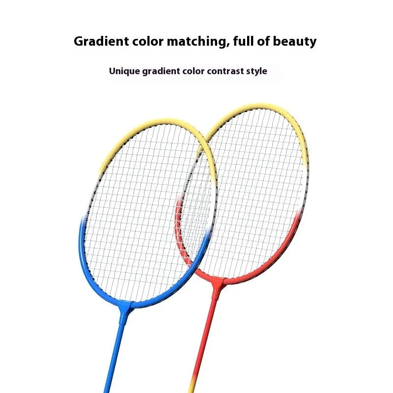 Pair of blue and red ultra-light alloy badminton rackets with split design