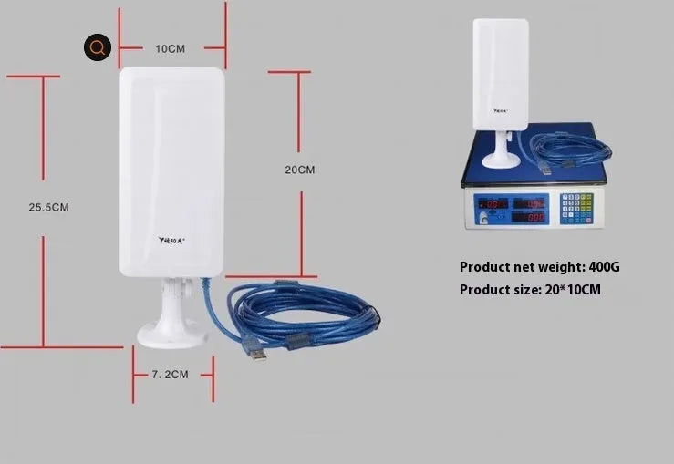 White USB wireless network card with high power 10 metre range for desktop and laptop computers