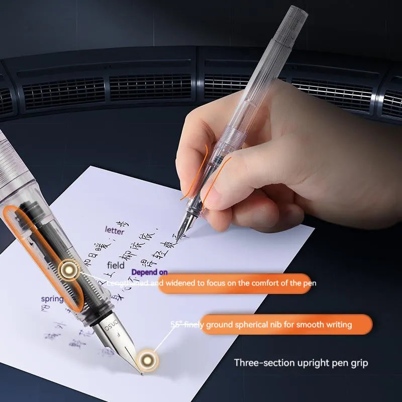 Student automatic suction pen set with 0.5mm and 0.38mm tip options and 40ml ink feeder