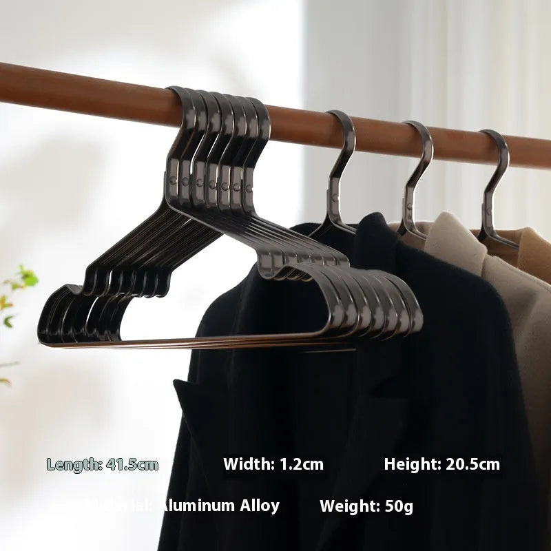 Elegant black modern simple clothes hanger for non-slip anti-rust garment organisation.