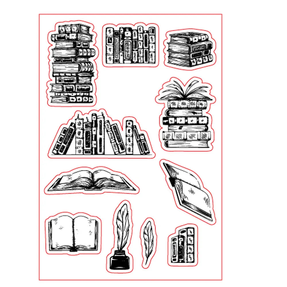 Transparent silicone stamp measuring 11x16cm with white seal pattern for hand accounting