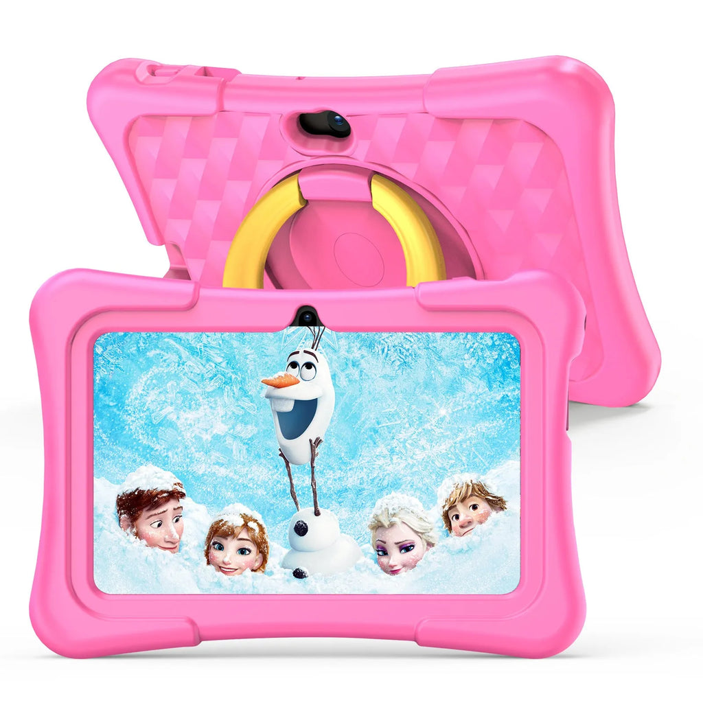 7-inch children's educational tablet with protective silicone cover in pink or blue colour