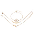 Three matching women's charm bracelets with heart-shaped aviation map designs in electroplated alloy