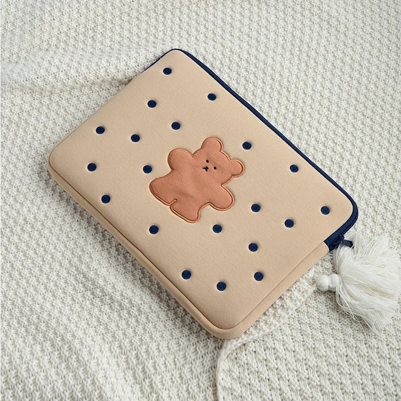 Embroidered laptop sleeve with animal pattern for 13.3 to 15.6 inch laptops