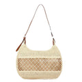 Women's straw cross body bag in horizontal square design with sandwich pocket