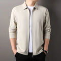 Men's polyester business casual jacket in black, dark gray, or apricot with straight hem