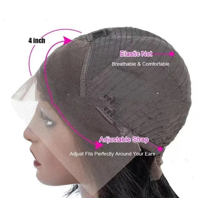 Real human hair lace front wig with 4x4 lace base and star fashion style, shown in a chosen length.