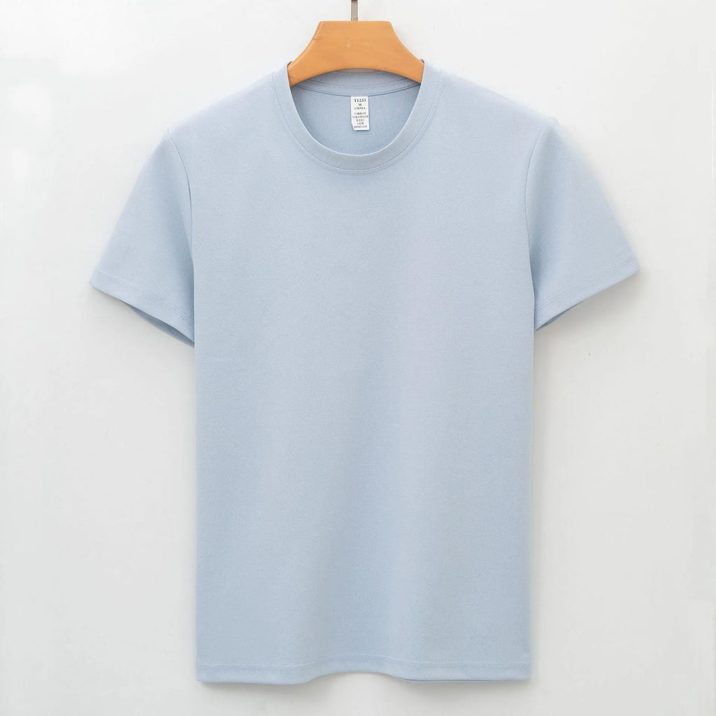 Men's antibacterial quick-dry short sleeve t-shirt in solid colour with straight cut pullover style
