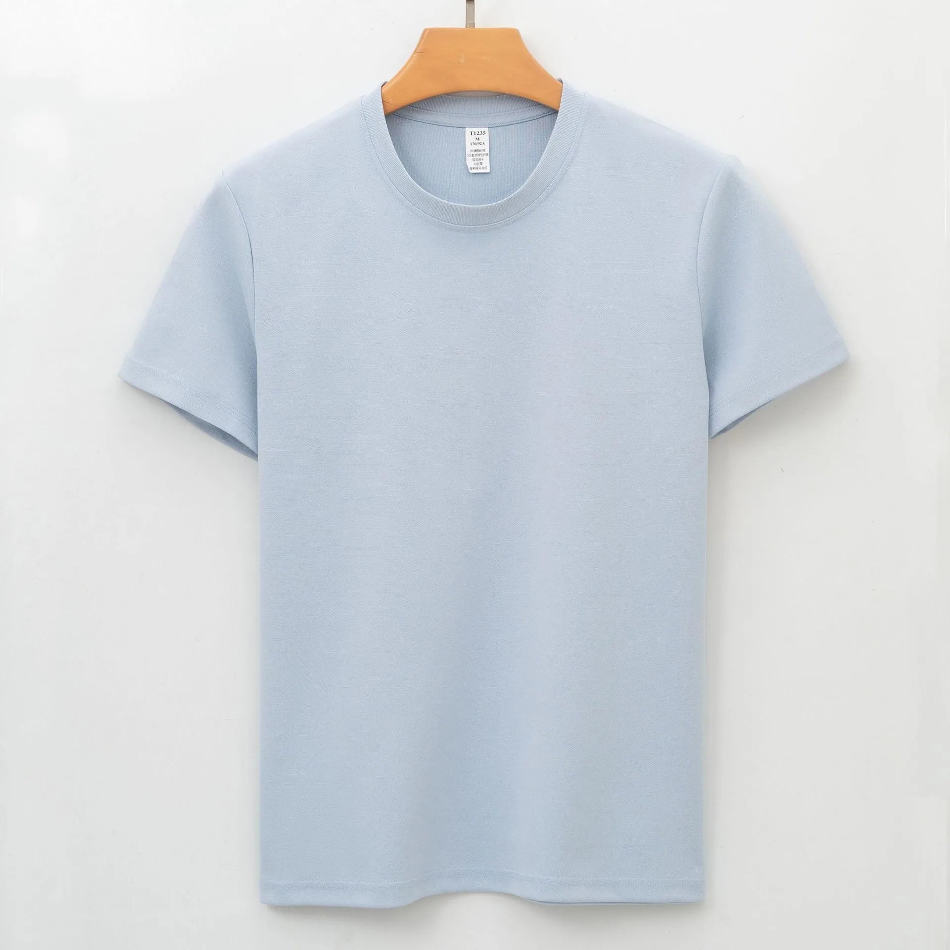 Men's antibacterial quick-dry short sleeve t-shirt in solid colour with straight cut pullover style