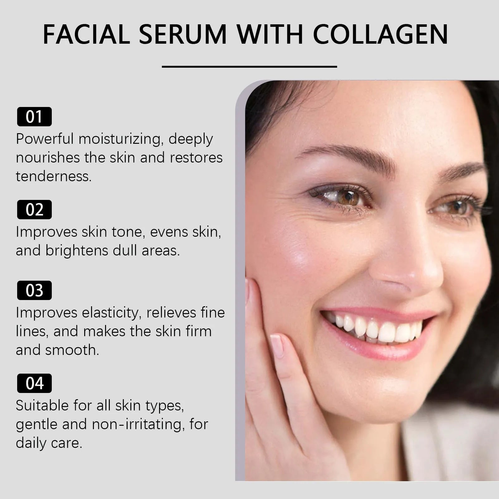 50ml blue-labelled collagen facial fluid bottle with niacinamide for daily skincare