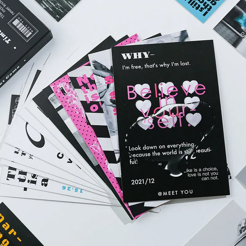 Fresh style postcard set showing two creative message designs for gift giving.