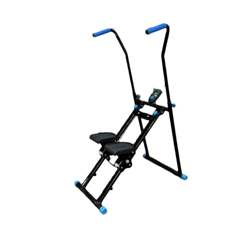 White foldable treadmill integrated with a climbing frame for home fitness exercise.
