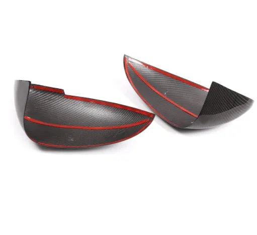 Black true carbon fibre rearview mirror covers for 2014-2022 Porsche Macan