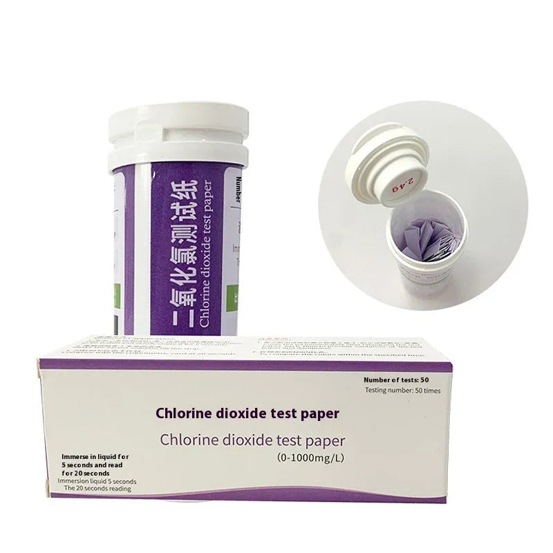 Chlorine dioxide test paper strips in bottle for waste water detection