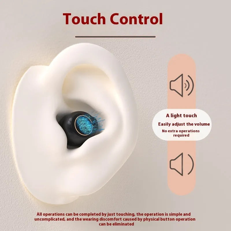 Intelligent noise reduction hearing aid for elderly with touch control and Type-C charging, available in black, white, blue, red, and skin colour