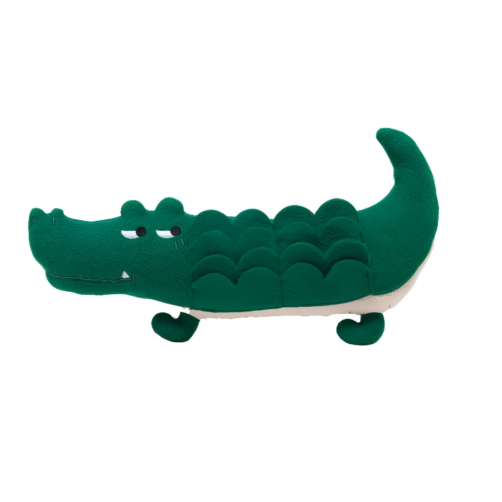 Green plush toy dog measuring 35cm with soft materials and interactive design