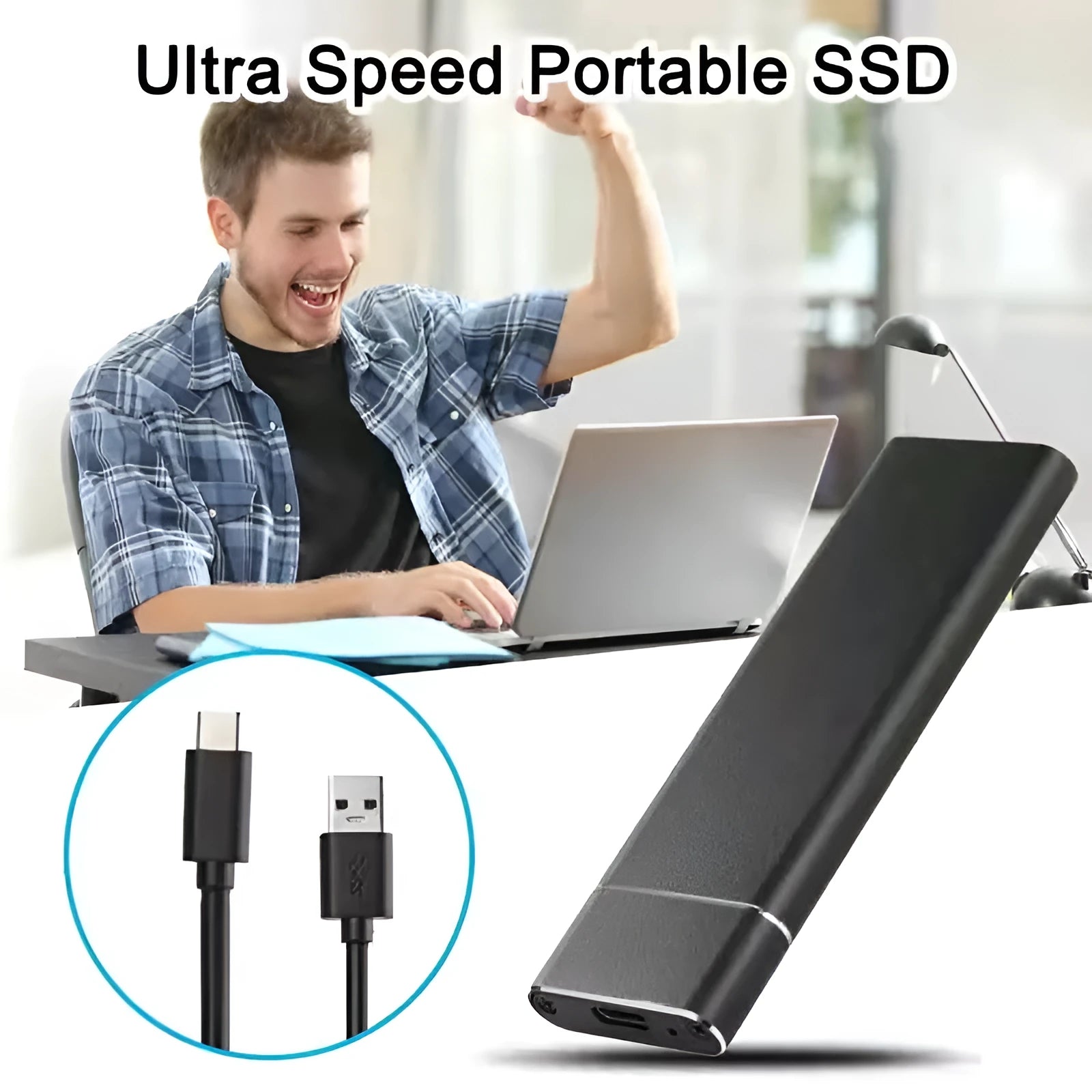 SSD mobile hard disk with metal casing in various colours showing ultra-thin 6TB external storage device