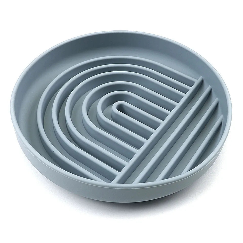Silicone slow feeder bowl for dogs with ridge design in six colour options