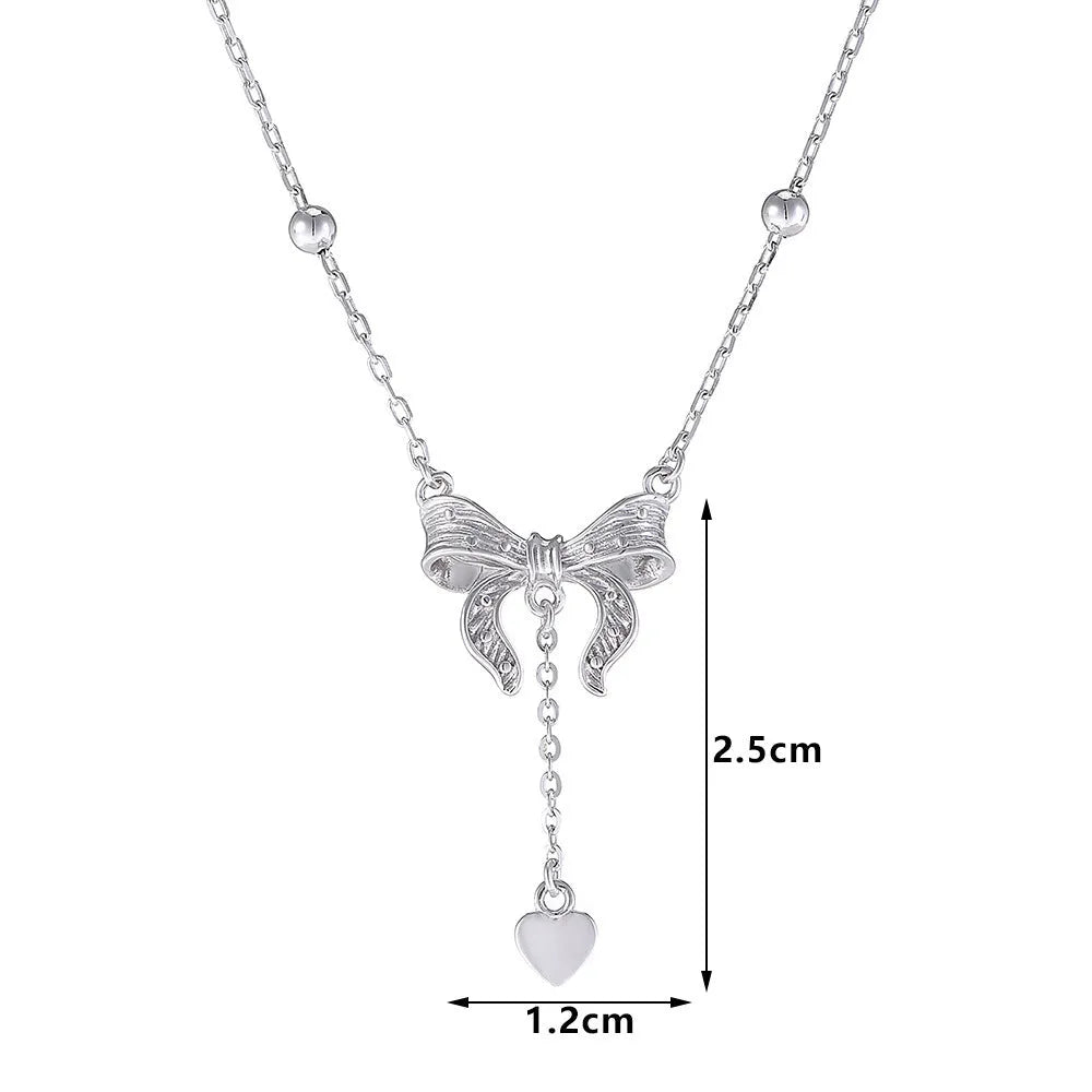 S925 silver butterfly heart necklace with adjustable O-ring chain