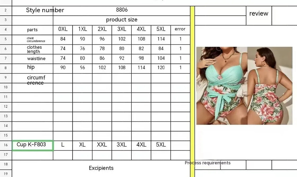 Women's plus size one-piece swimsuit with hard bag chest and lace-up floral print.