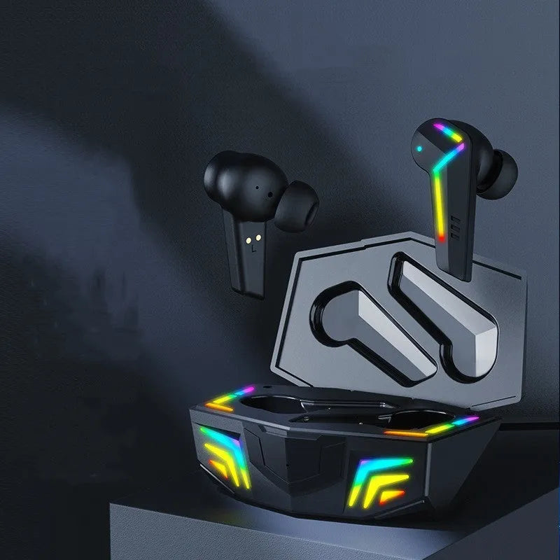 Black TWS Bluetooth sports headset with earplug design for low latency gaming and calls