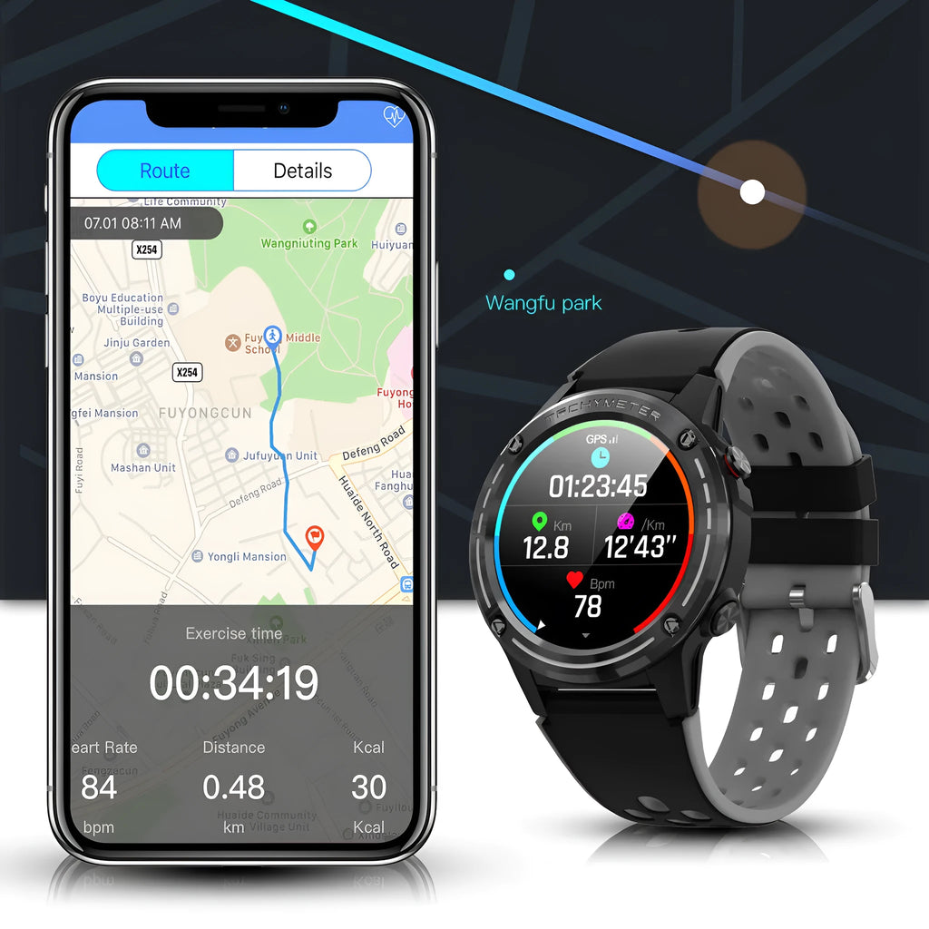 GPS smart watch with square dial and silicone strap in multiple colour options