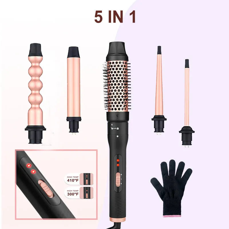 Three-tube water wave hair curler set with wired power connection for home styling