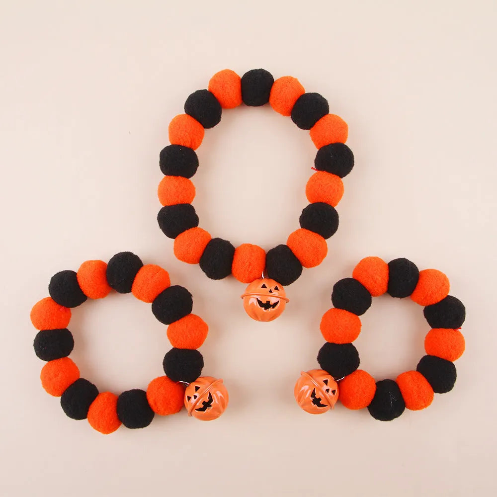 Halloween cat collar with pumpkin trick or treat pattern and plastic buckle