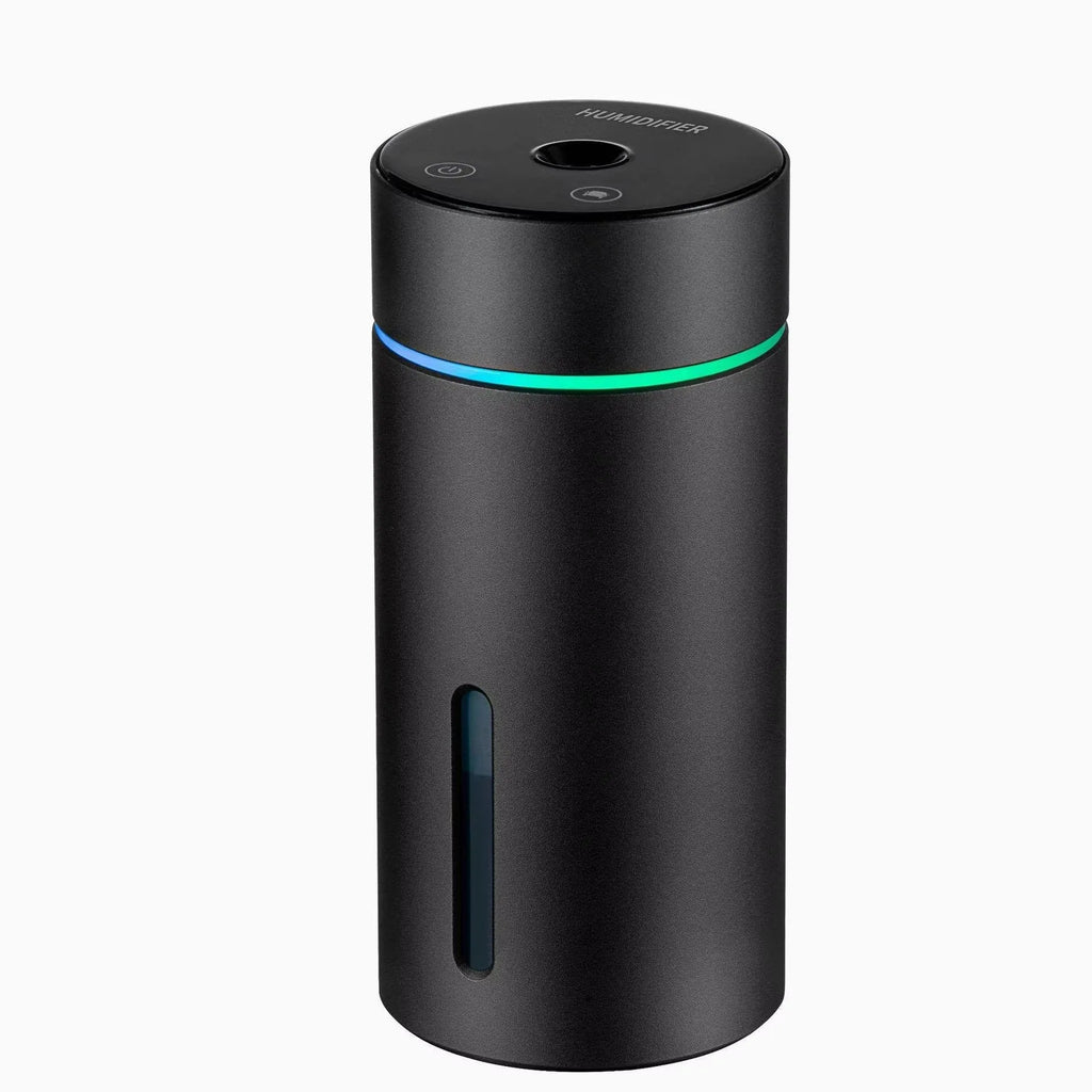 Aluminium car humidifier and essential oil diffuser with night light, 66mm diameter, 260ml capacity