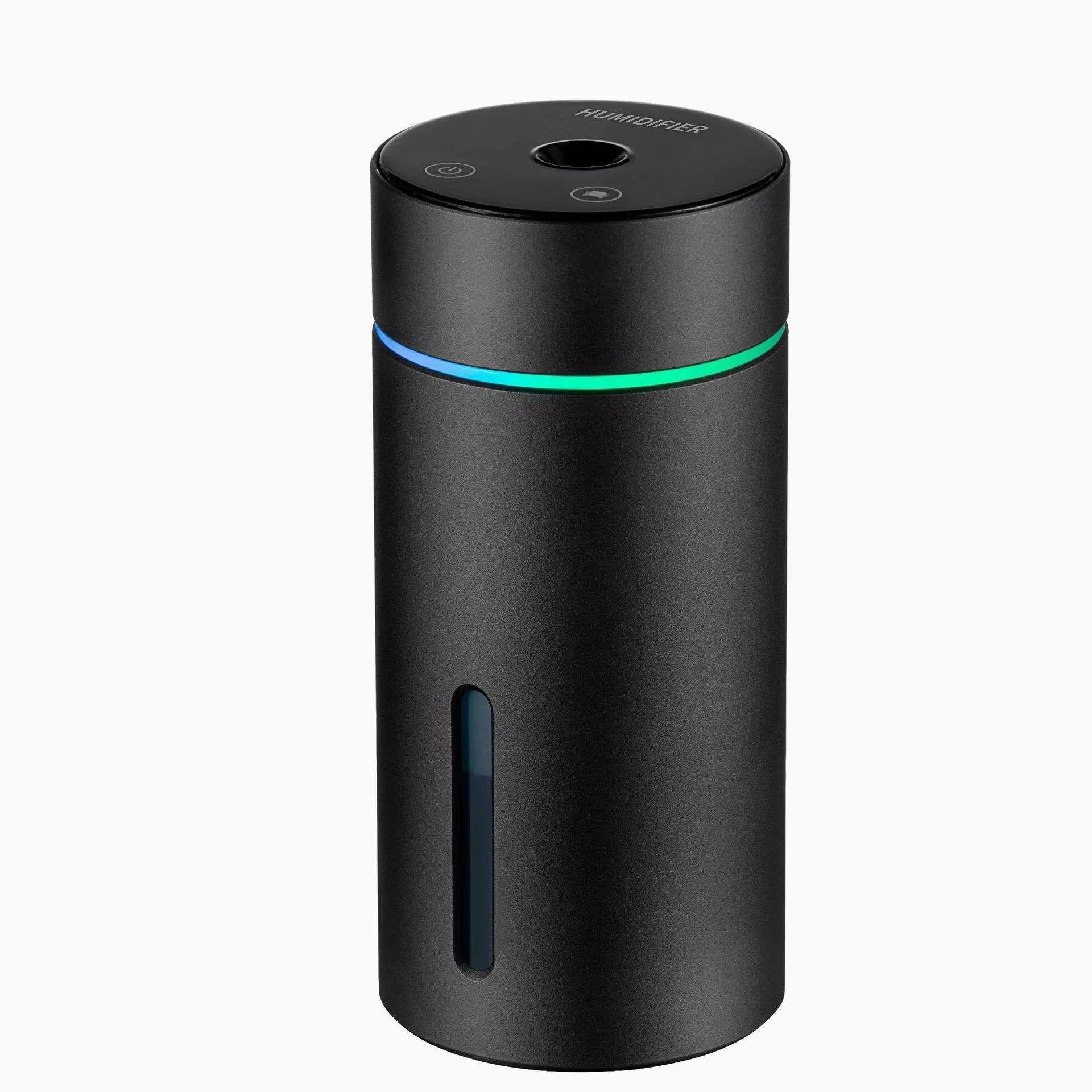 Aluminium car humidifier and essential oil diffuser with night light, 66mm diameter, 260ml capacity