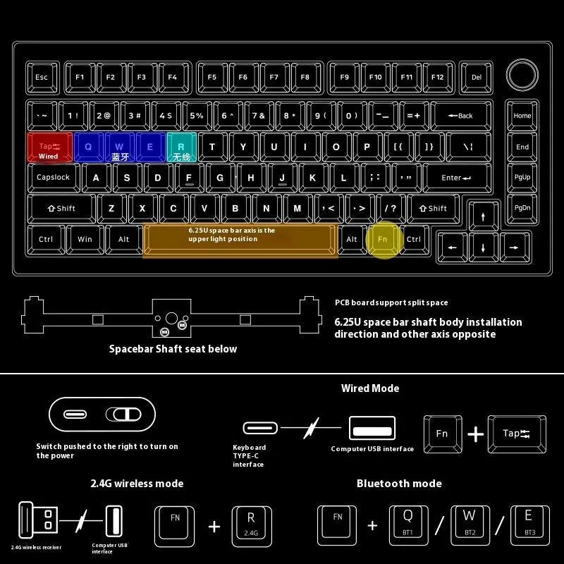 Heiji Snake aluminium mechanical keyboard kit with key puller and switch puller on a desk